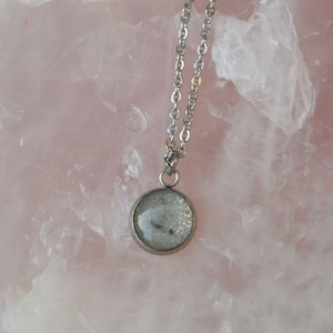 Genuine Lunar Meteorite Moon Dust Hand Blown Necklace Hypoallergenic Stainless Steel