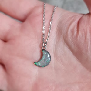 Crescent Moon Necklace: Genuine Lunar Meteorite Dust