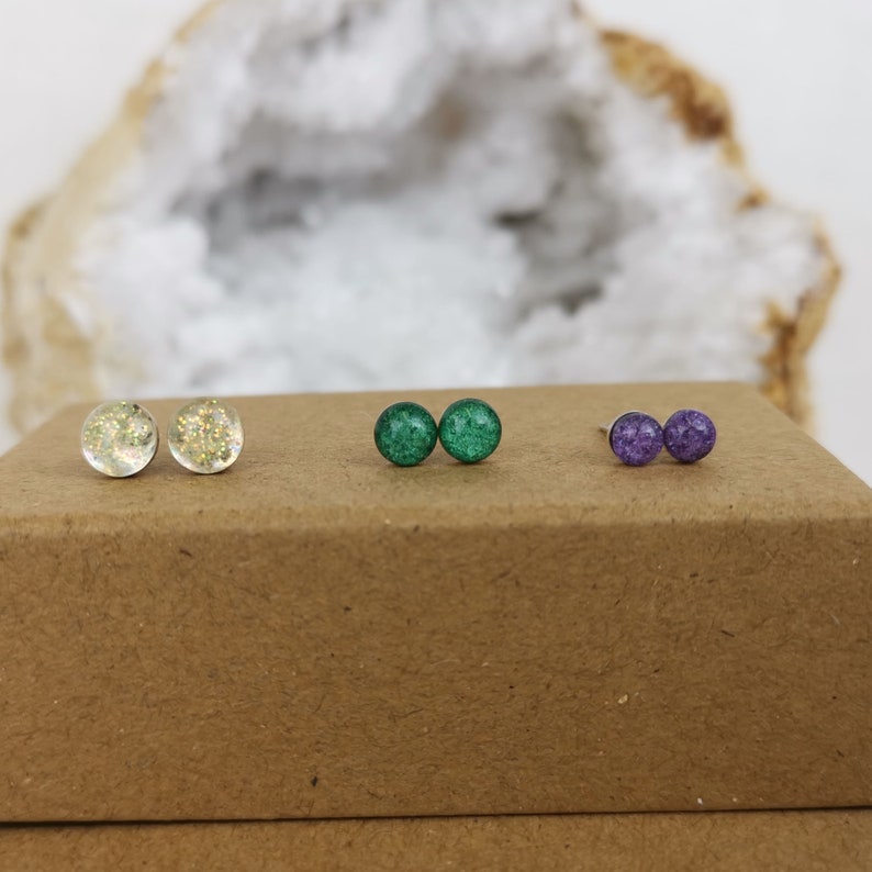 Ashes Stud Earrings Cremation Small Stone Earrings bild 7