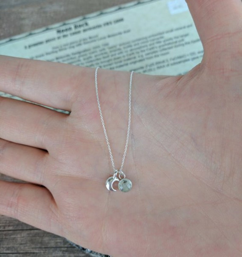 Genuine Lunar Meteorite Moon Dust Hand Blown Necklace 925 Sterling Silver