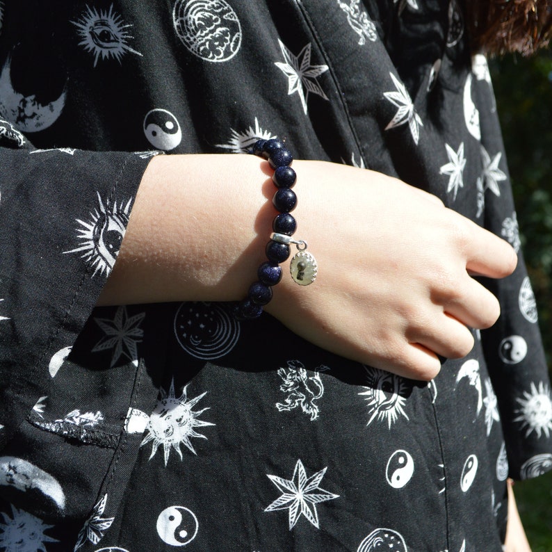 Star Bracelet Genuine Shooting Star Bracelet Iron Meteorite Sterling Silver 925 Blue Goldstone Bracelet