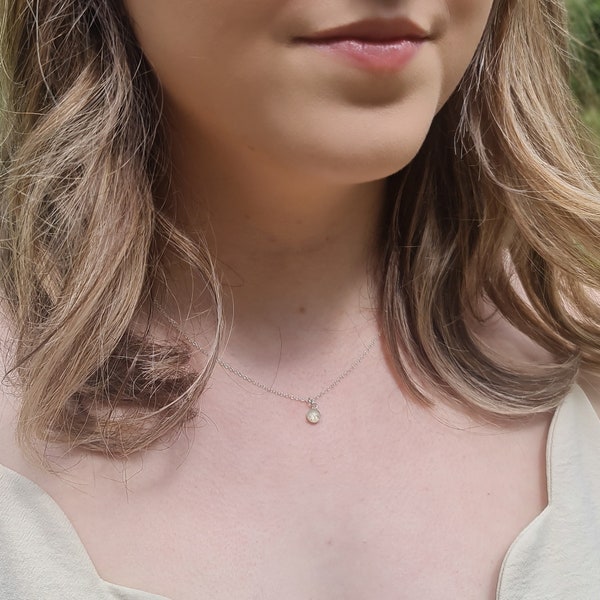 Moon Dust Tiny Necklace 925. Sterling Silver Lunar Meteroite Dainty Necklace