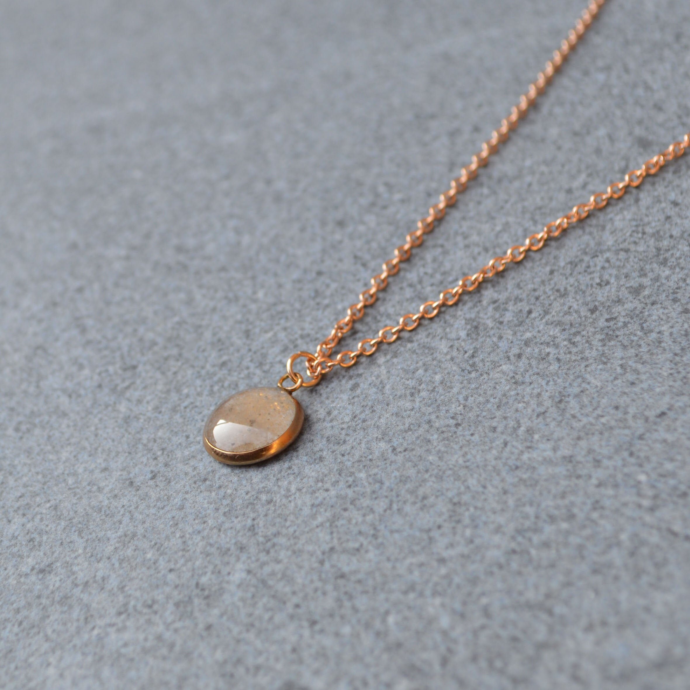 Rose Gold Moon Dust Necklace: Hand Blown Lunar Meteorite, Hypoallergenic Stainless Steel