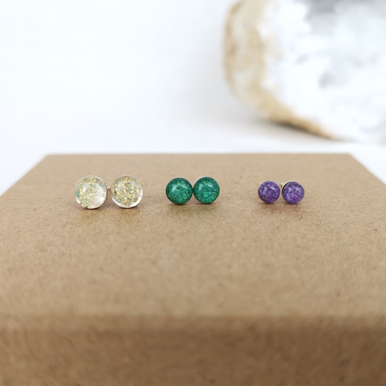Ashes Stud Earrings Cremation Small Stone Earrings bild 1
