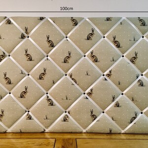Atlas fabric notice board, jewellery hanger, pin board, memo board, rosette display board - Fryetts world map fabric - grey ribbon. image 7