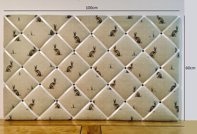 Atlas fabric notice board, jewellery hanger, pin board, memo board, rosette display board - Fryetts world map fabric - grey ribbon. image 7
