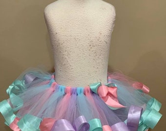 Easter Spring Plus Size Optional Bow Childrens Pastel Rainbow Tutu Adult Teens