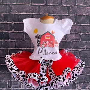 Farm birthday outfit, farmer birthday outfit, farm birthday tutu, cow birthday tutu, barnyard birthday outfit, cow tutu, barnyard birthday