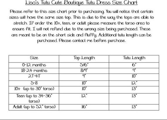 Tutu Dress Length Chart