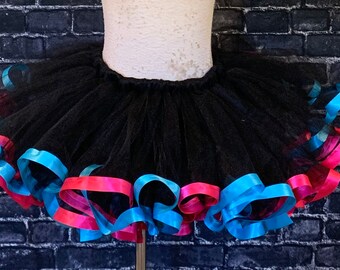 black and pink tutu, black and blue tutu, black and pink birthday tutu, black birthday tutu, rainbow tutu, winter tutu, blue and pink tutu