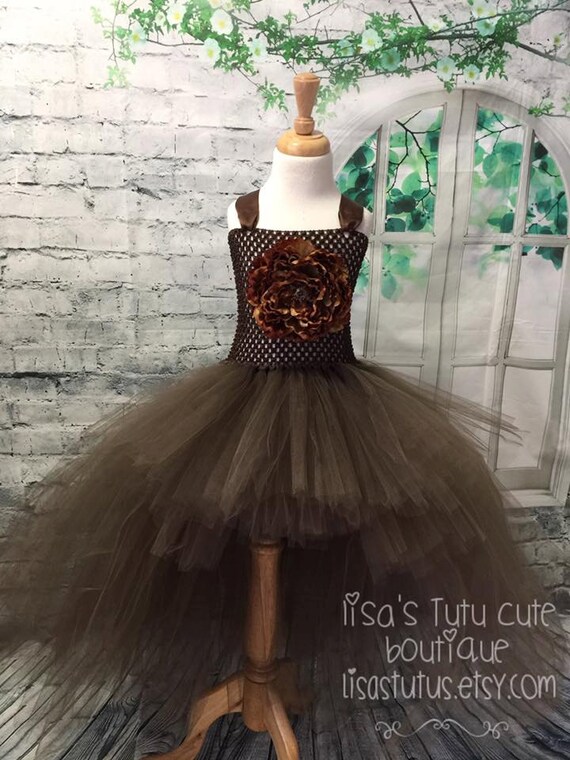 brown flower girl dress