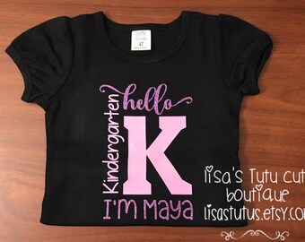 kindergarten shirt, kindergarten tee, personalized kindergarten shirt, first day of school shirt, girl kindergarten shirt