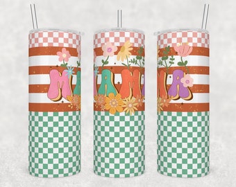 Mama tumbler, trippy mama tumbler, boho mama tumbler, hippy mama tumbler, retro mama tumbler, flower mama tumbler