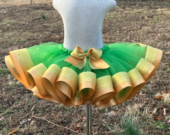 Green and gold tutu, green tutu, gold tutu, ribbon tutu, st pattys day tutu, st Patrick’s day tutu, Irish tutu, spirit day tutu