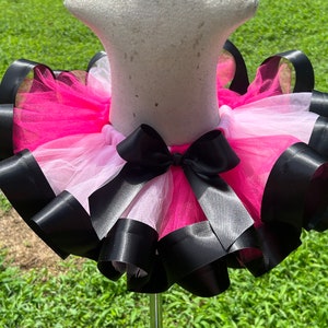 Black and pink tutu, birthday tutu, pink and black birthday tutu