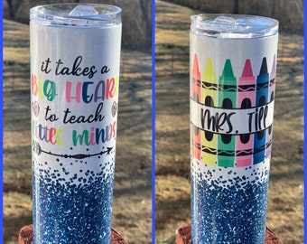 Teacher tumbler, teacher gift, teacher skinny tumbler, teacher 20oz tumbler, crayon teacher tumbler, crayon tumbler