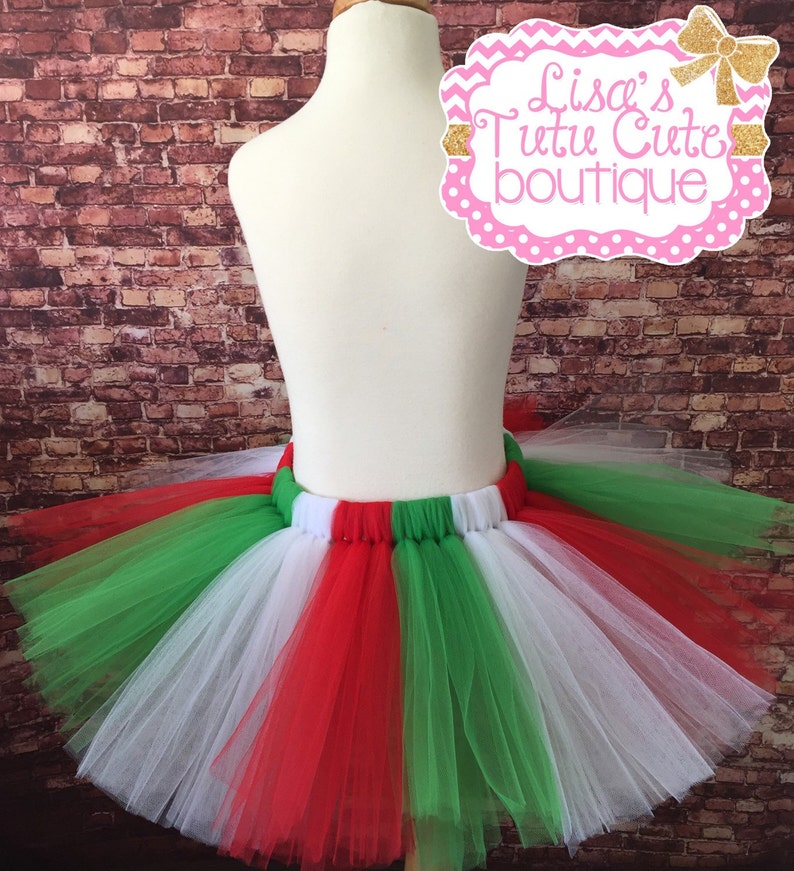 Cinco de Mayo tutu. Mexican flag. Red white and green tutu. Christmas tutu. Holiday tutu. Recital. Party tutu. Ballet. image 1