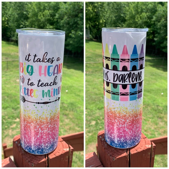 Teacher tumbler, teacher gift, teacher skinny tumbler, teacher 20oz  tumbler, teacher life tumbler, rainbow print teacher tumbler