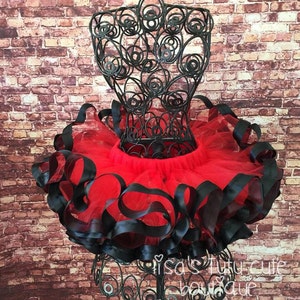 Red and black tutu, ladybug birthday, lady bug birthday, lady bug tutu, black ribbon tutu, ribbon trimmed tutu, smash cake tutu,