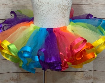 rainbow tutu, rainbow birthday, unicorn tutu, rainbow birthday tutu, rainbow ribbon tutu, circus tutu, clown tutu, rainbow dance tutu