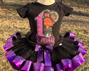 Baby tutu, baby birthday, baby girl tutu, girl birthday, girl tutu, black and purple tutu, girl birthday outfit