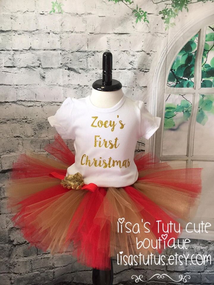Red and gold Christmas Outfit,Christmas tutu outfit,baby girl Christmas outfit