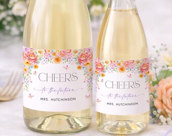 Butterfly Love in Bloom bedankjes voor vrijgezellenfeest - Etiketsjablonen voor wijn- en champagnefles - 9021-BDS