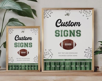 Football Birthday Party Custom Sign Template - Football Birthday Decor - Editable Digital Download 6040-1