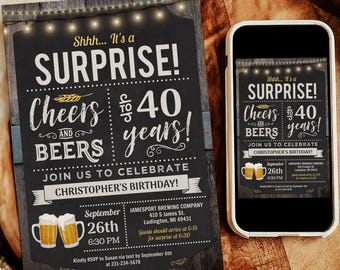Überraschungseinladung zum 40. Geburtstag – Prost und Bier – Moderne rustikale Brauerei-Geburtstagsfeier – CBBP