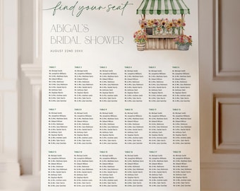 Fresh Off the Market Bridal Shower Seating Chart Template - Green Rustic Farmer's Market Bridal Shower Theme - Editable Templates 5017G-BDS