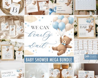 Teddy Bear Baby Shower Invitation Bundle - Editable Digital Download 6070-BBS