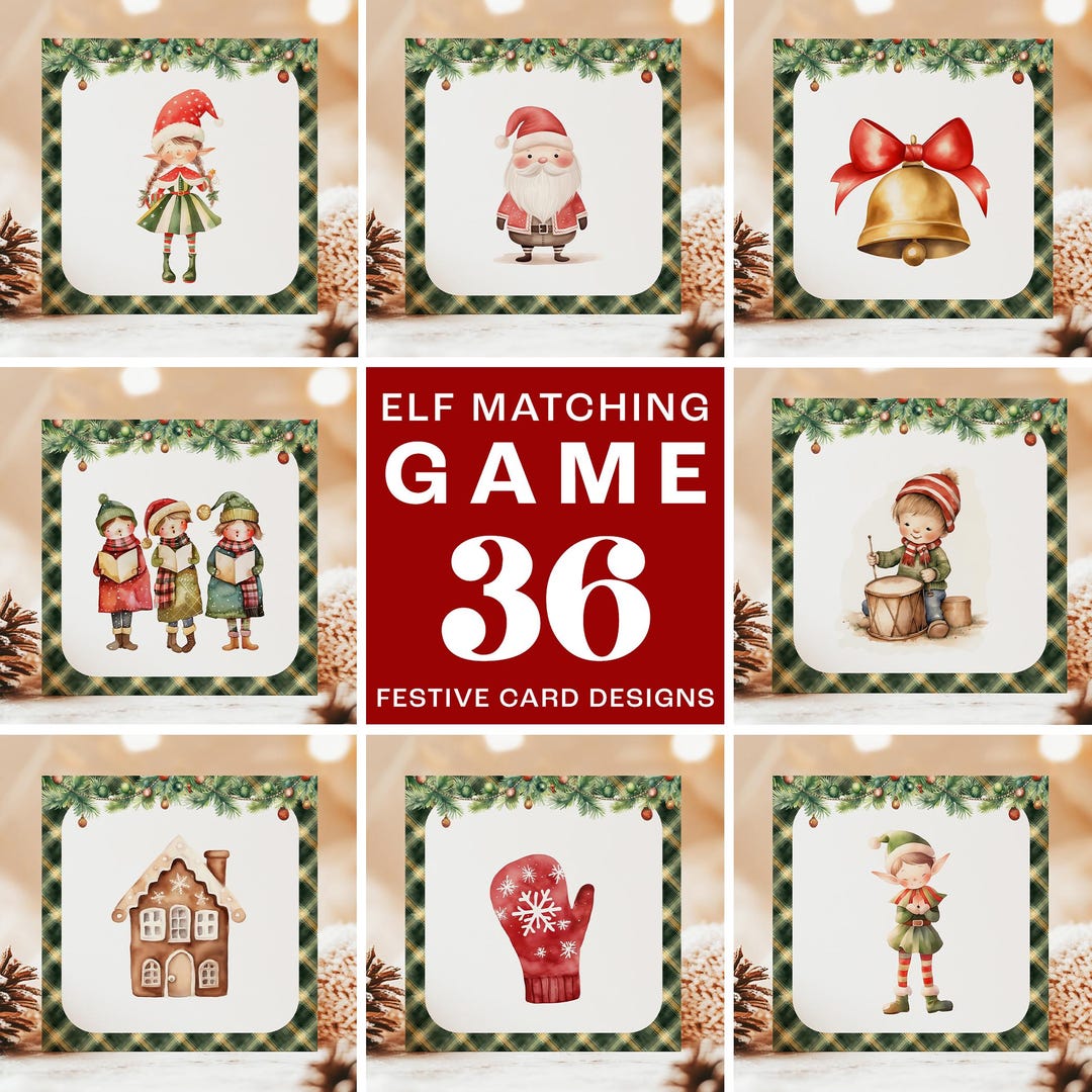 Printable Christmas Games - Printable Elf Activities - Elf Matching ...