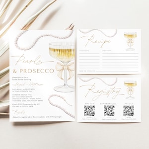 Pearls and Prosecco Bridal Shower Invitation Suite - Prosecco Bridal Shower - Modern Bridal Shower Template - Instant Download  5013BDS