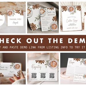 Coffee Bridal Shower Bundle - Love is Brewing Bridal Shower Invitation + Games Bundle - Editable Digital Download 5010BDS