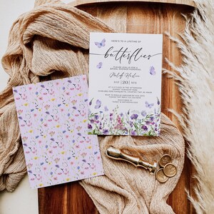 Butterfly Bridal Shower Invitation - Lifetime of Butterflies Bridal Shower Invite - Wildflower Shower - Butterfly Bridal Invitation - 1616B