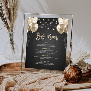 Champagne Gold Glitter Bar Menu - Drink Menu Event Menu Template Digital Instant Digital Download Printable Editable BPB BGCG