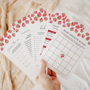 Strawberry Baby Shower Games Bundle - Berry Sweet Baby Shower - Girl Baby Shower - Printable Digital Download 1418BBS