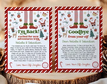 Hello Letter from your Elf - Christmas Elf Arrival + Departure Letter - We're Back Letter - Hello Goodbye Elf Note - EL CES-2+1C