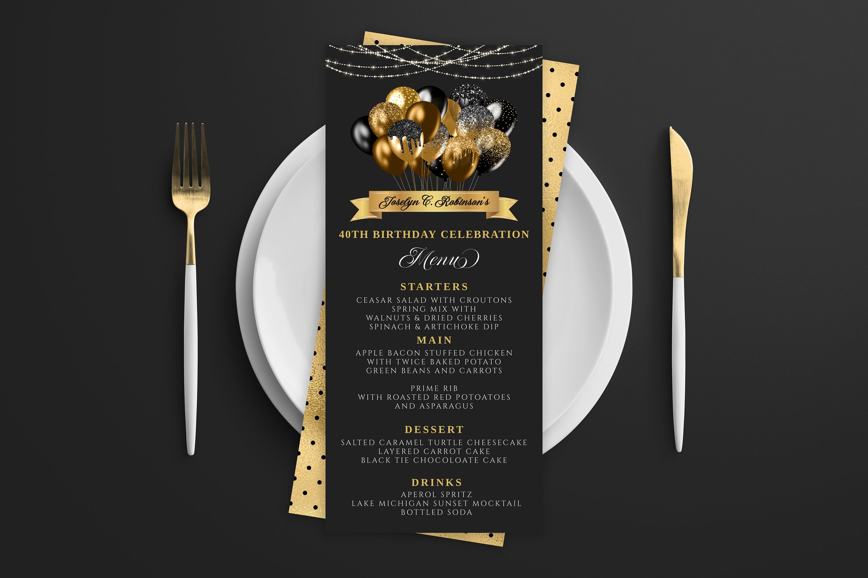 Black And Gold Menu Template And Drink Menu Event Menu Etsy Canada