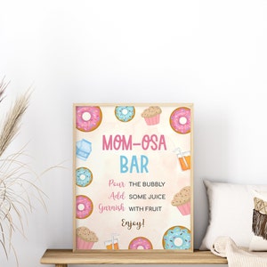 Donuts Mom Osa Bar Mimosa Bar Sign Twins Shower Sign Template With ...