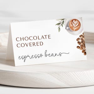 Plantilla de tarjeta de tienda con etiqueta de comida para café - Un bebé está naciendo - Baby Shower de género neutro - Descarga digital editable 5010BBS