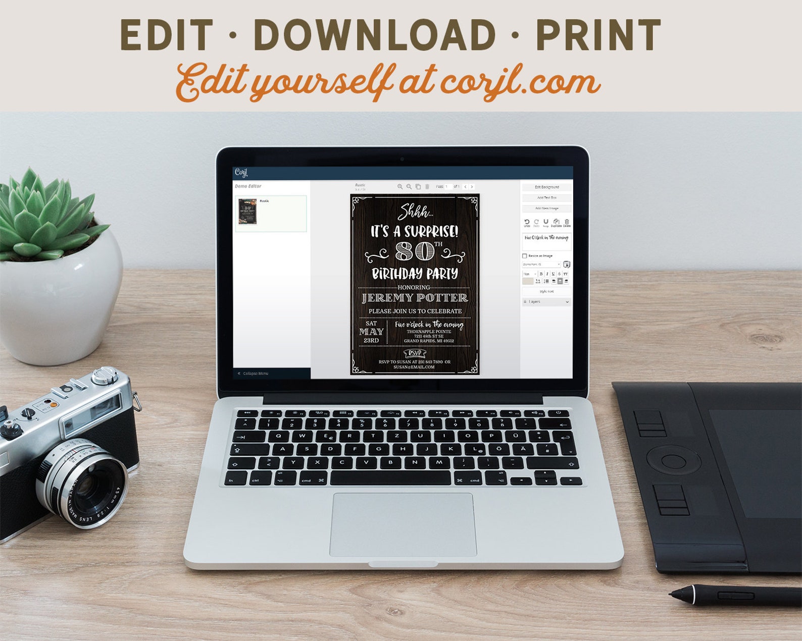 Surprise 80TH Birthday Invitation EIGHTY Invite Party Wood | Etsy