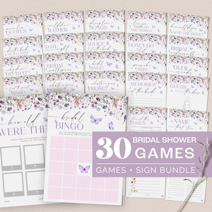 Butterfly Bridal Shower Games - Lifetime of Butterflies Bridal Shower - Wildflower Shower - Butterfly Bridal Games - 1616B