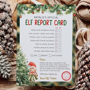 Pagella di elfo di Natale modificabile - Pagella di elfo - Lettera dal tuo elfo - Nota stampabile dell'elfo - EL CET-9