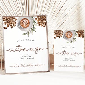 Coffee Baby Shower Custom Sign Template - A Baby is Brewing - Gender Neutral Baby Shower Decor - Editable Digital Download 5010BBS