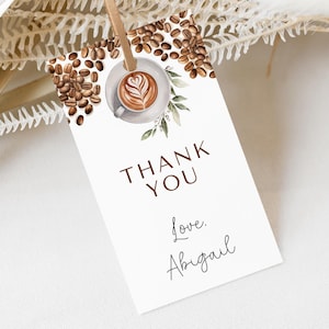Coffee Baby Shower Favor Tag Template - A Baby is Brewing - Gender Neutral Baby Shower Favors - Editable Digital Download 5010BBS