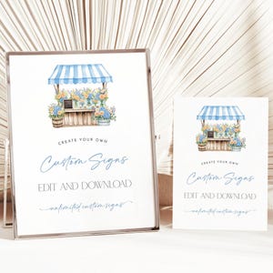 Fresh Off the Market Bridal Shower Custom Sign Template - Rustic Blue Farmer&#39;s Market Bridal Shower Theme - Digital Download 5017B-BDS