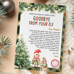 Carta de despedida de un elfo navideño Carta de despedida - Despedida de fin de Navidad de tu elfo - Nota de despedida de una elfa para imprimir - EL CET-7