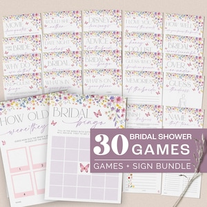 Wildflower Butterfly Bridal Shower Games Bundle - Love in Bloom Bridal Shower Games - Editable Digital Download 5015-BDS