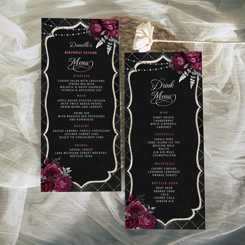 Editable Menu Template and Drink Menu Event Menu Template - Etsy